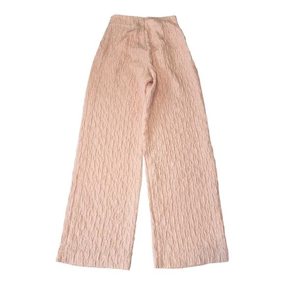 NEW Massimo Dutti Women's Pink Wide-Leg Textured Pants XS Casual NWT - Picture 3 of 9